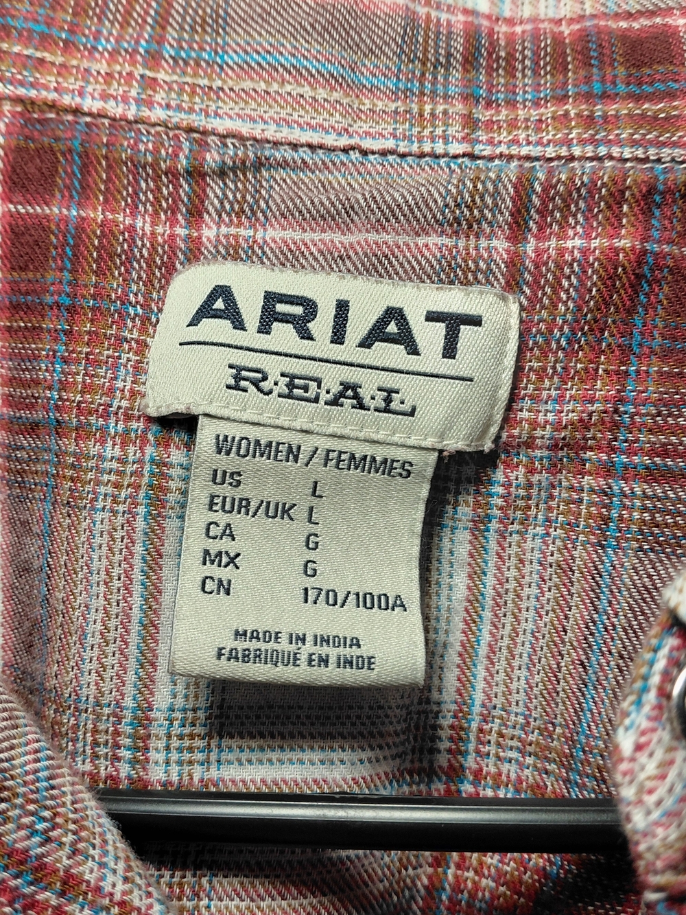 Ariat Men's Red and White Plaid Western Button-Down Shirt - Picture 5 of 6